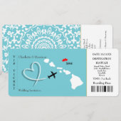 Ticket Pass Wedding Destination Hawaii Einladung (Vorne/Hinten)