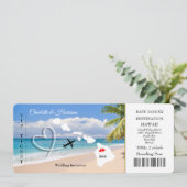 Ticket Pass Wedding Destination Hawaii Einladung (Stehend Vorderseite)