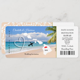 Ticket Pass Wedding Destination Hawaii Einladung