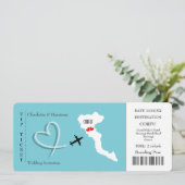 Ticket Pass Wedding Destination Korfu Einladung (Stehend Vorderseite)