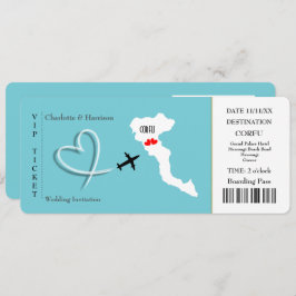 Ticket Pass Wedding Destination Korfu Einladung
