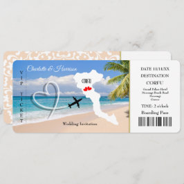 Ticket Pass Wedding Destination Korfu Einladung