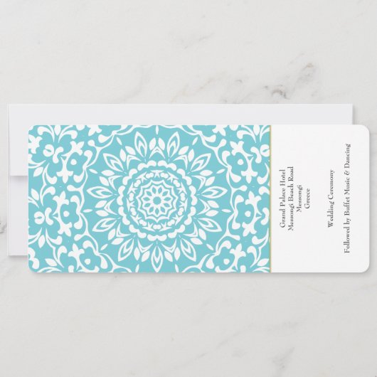 Ticket Pass Wedding Destination Korfu Einladung (Rückseite)