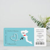 Ticket Pass Wedding Destination Korfu Einladung (Stehend Vorderseite)
