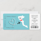 Ticket Pass Wedding Destination Korfu Einladung (Vorderseite)