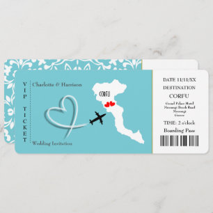 Ticket Pass Wedding Destination Korfu Einladung