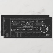 Ticket Punch Card Tee Einladung in Schwarz (Vorne/Hinten)