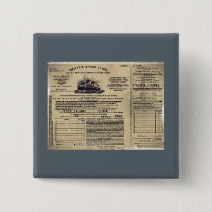 Ticket RMS Titanic 1912 Button