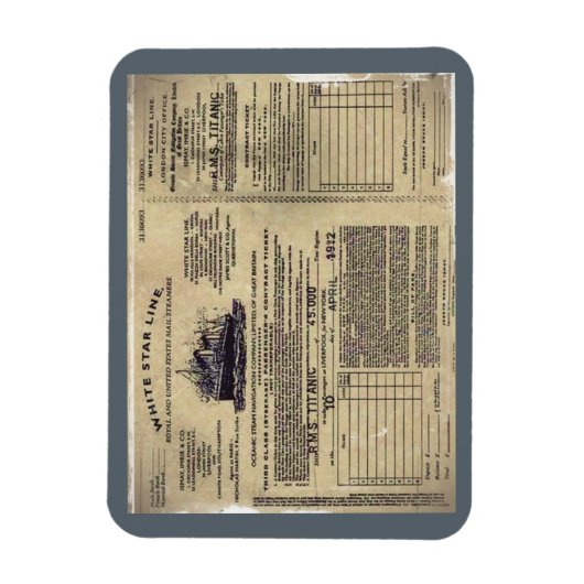 Ticket RMS Titanic 1912 Magnet (Vertikal)