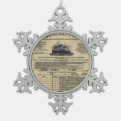 Ticket RMS Titanic 1912 Schneeflocken Zinn-Ornament (Vorderseite)