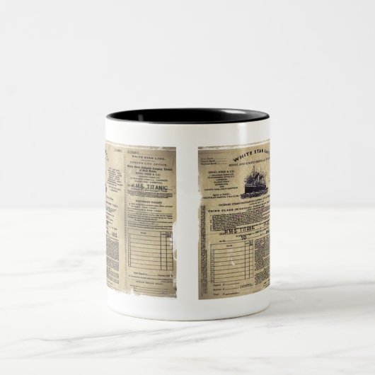 Ticket RMS Titanic 1912 Zweifarbige Tasse (Mittel)
