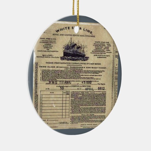 Ticket RMS Titanic Keramik Ornament (Rechts)