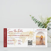 Ticket Save the Date mit Foto Hochzeit Einladung (Stehend Vorderseite)
