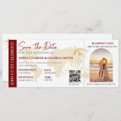 Ticket Save the Date mit Foto Hochzeit Einladung (Vorne/Hinten)