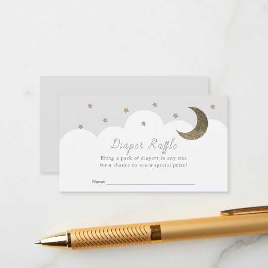 Ticket "Stars Moon & Clouds Gray Diaper" Begleitkarte (Vorderseite/Rückseite Beispiel)