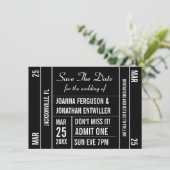 Ticket Stub Save the Date Einladung (Stehend Vorderseite)
