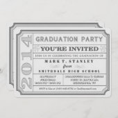 Ticket Style 2014 Einladung zur Gray Graduation Pa (Vorne/Hinten)