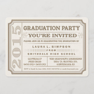 Ticket Style 2015 Brown Graduation Party Einladung