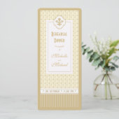 Ticket Style Gold Lilie Probe Dinner Einladung (Stehend Vorderseite)