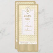Ticket Style Gold Lilie Probe Dinner Einladung (Vorne/Hinten)