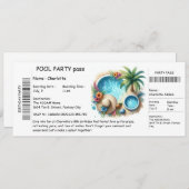 Ticket-Style Pool Party Invitation – Birthday Bash Einladung (Vorne/Hinten)