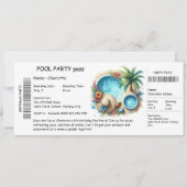 Ticket-Style Pool Party Invitation – Birthday Bash Einladung (Vorderseite)