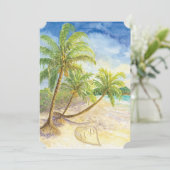 Ticket Style Save the Date Hochzeit in Urlaubsort (Stehend Vorderseite)