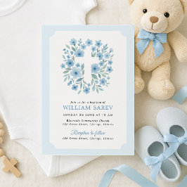 Ticket Style Taufe Einladung in Blau