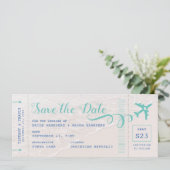 Ticket zum Beach Boarding Pass Save the Date Ankündigung (Stehend Vorderseite)