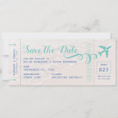 Ticket zum Beach Boarding Pass Save the Date Ankündigung (Vorderseite)