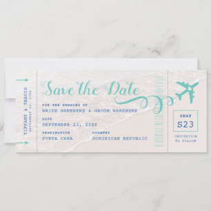 Ticket zum Beach Boarding Pass Save the Date Ankündigung