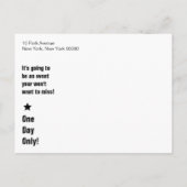 Ticket zum Vergnügen Hochzeit Speichern Sie das Da Ankündigungspostkarte (Rückseite)