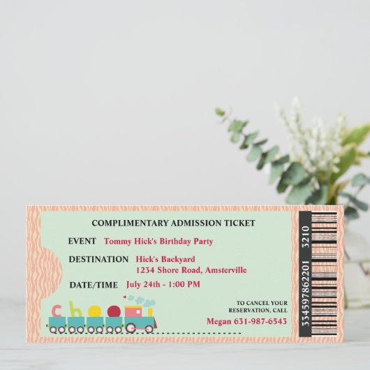 Ticket zur Party Einladung (Stehend Vorderseite)