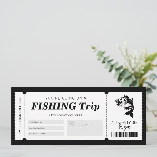 Ticketgutschein für eine Fangreise Einladung (Stehend Vorderseite)