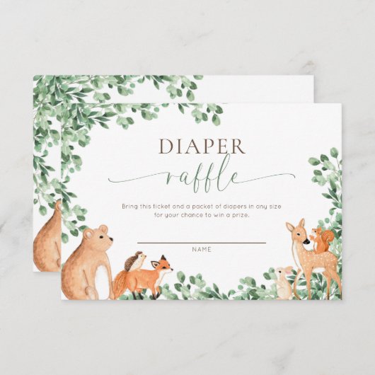 Ticketkarte für Landtiere mit weißem Windeln Einladung (Vorne/Hinten)