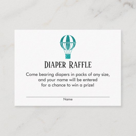 Ticketkarten für aquamarine Heißluftballon-Windeln Begleitkarte (Vorderseite)