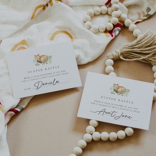 Ticketkarten für Woodland Fox Diaper Begleitkarte