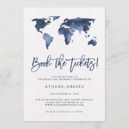 Tickets buchen | World Map Blue Save the Date