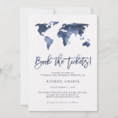 Tickets buchen | World Map Blue Save the Date (Vorderseite)