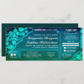 Tickets für die Aquamarine Hochzeit in Urlaubsort Einladung (Vorne/Hinten)