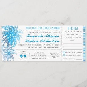 Tickets für die türkisfarbene Hochzeit in Urlaubso Einladung