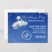 Tickets für Save the Date Boarding Ankündigungspostkarte (Vorne/Hinten)