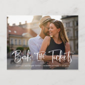 Tickets-Hochzeit in Urlaubsort Save the Date buche Ankündigungspostkarte (Vorderseite)