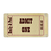 Ticketsticker für Hochzeitsticker Einlass eines Da (Vorne)