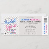 Ticketstil für Baseball oder Softball Gender Einladung (Vorderseite)