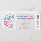 Ticketstil für Baseballs oder Bows Gender Einladung (Vorderseite)