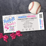 Ticketstil für Baseballs oder Bows Gender Einladung<br><div class="desc">Baseball oder Bows Ticket Stil Einladung für ein Geschlecht offenbaren Party,  mit einem neutralen grauen Farbschema mit Pop von Rosa und Blau.</div>