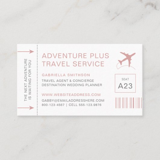 Ticketstil für Reiseplaner Agent Visitenkarte (Vorderseite)