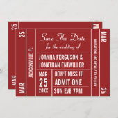 Ticketstub (rot) Save the Date Einladung (Vorne/Hinten)