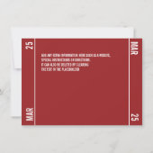 Ticketstub (rot) Save the Date Einladung (Rückseite)